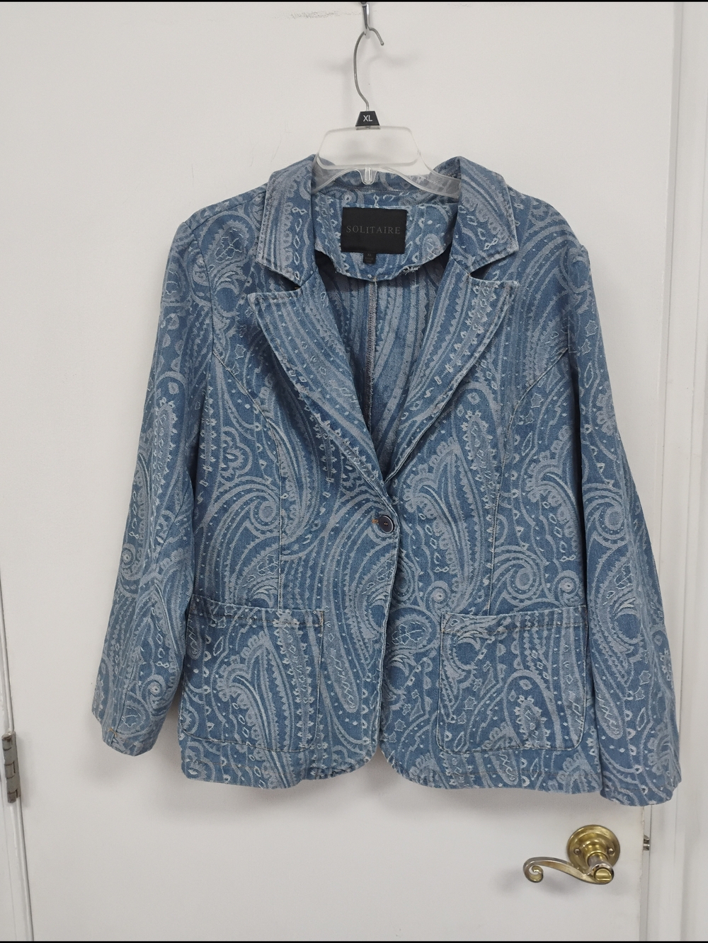 Solitaire Blue Paisley Pattern Women's Blazer Jacket